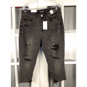NWT Judy Blue Womens Black Destroyed‎ High Rise Skinny Fit Capri Jeans 18W 18 W